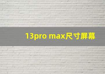 13pro max尺寸屏幕